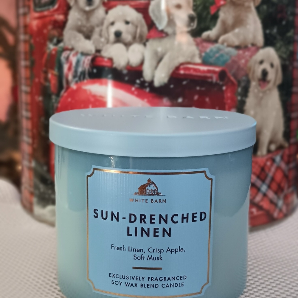White Barn Sun-Drenched Linen Candle - Light Blue